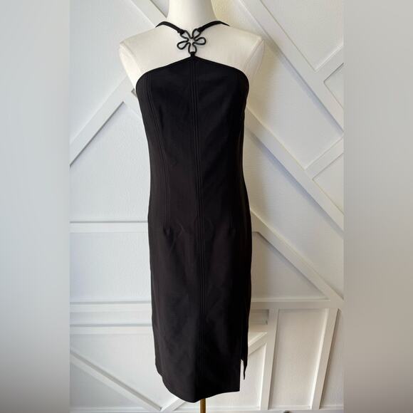 NWT Finders Keepers Nellie Halter Black Midi Dress With Slit Size 6 (AUS10) - Picture 2 of 11